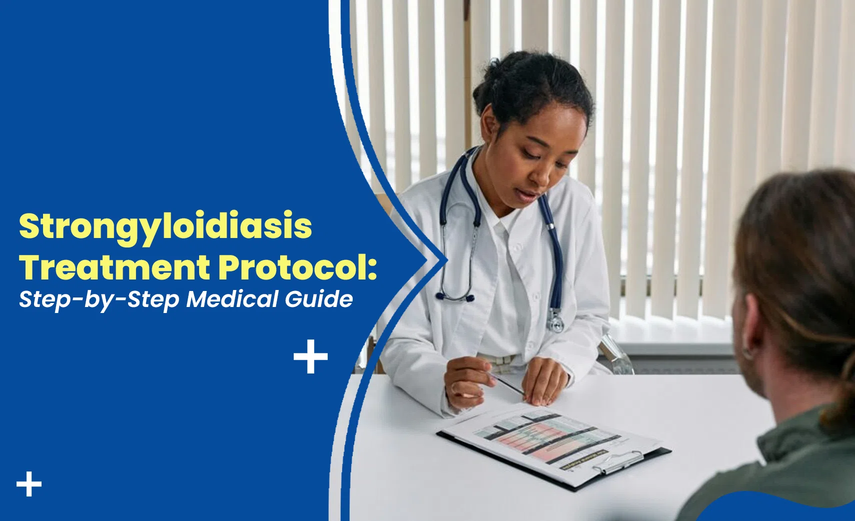 Strongyloidiasis treatment protocol explained by doctor during patient consultation in medical setting